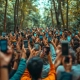 A large group of people with cell phones in their hands.